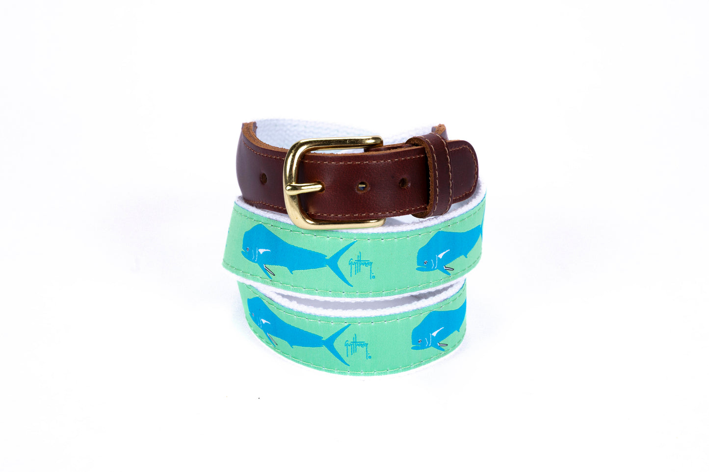 Green Dorado Leather Tab Belt - Guy Harvey Belt