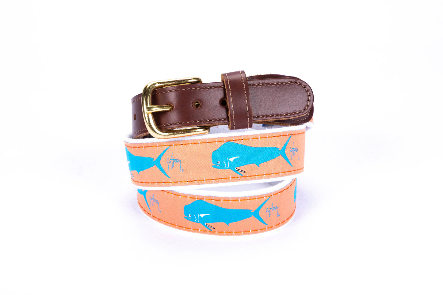 Orange Dorado Leather Tab Belt - Guy Harvey Belt