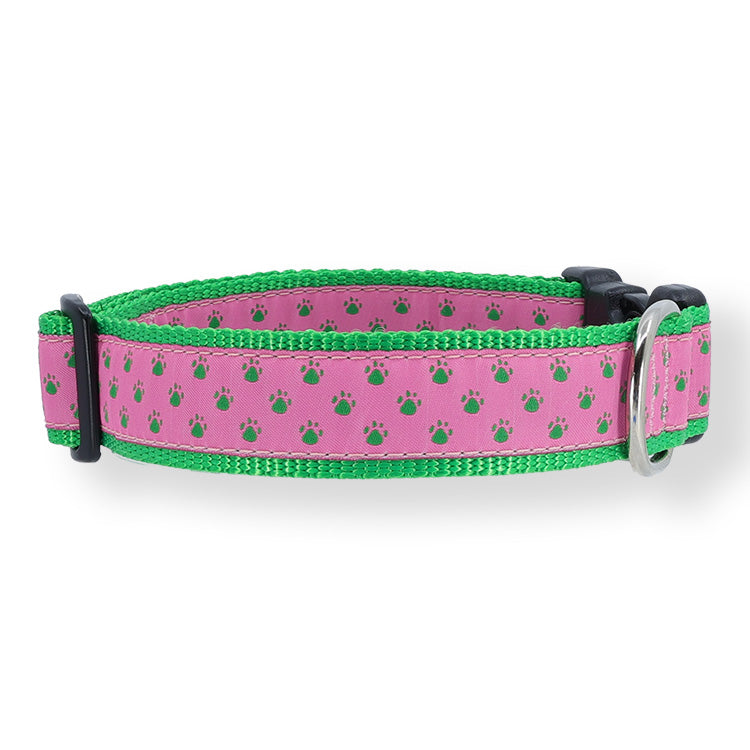 Green Paw Prints on Pink