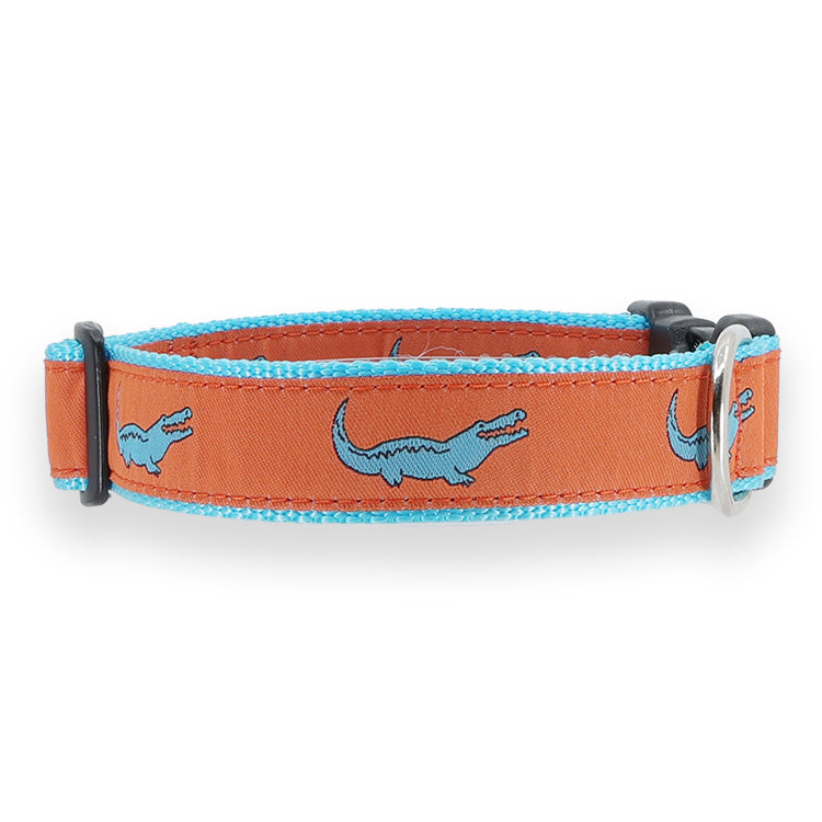 Blue Alligator on Orange