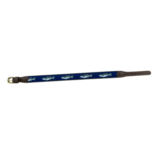 Striped Bass on Navy - Leather