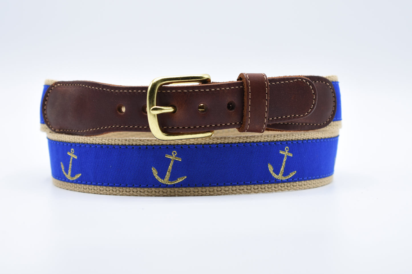 Blue Anchor Leather Tab Belt - Classic Men's Belt