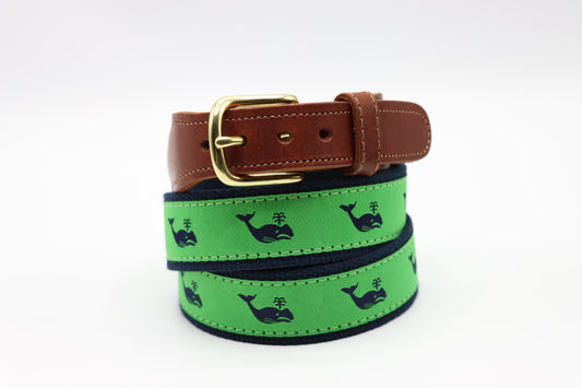 Whale Navy Leather Tab Belt - Classic Men's Belt