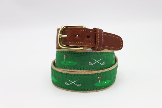 18th Hole Golf Leather Tab -  Classic Men's Belt