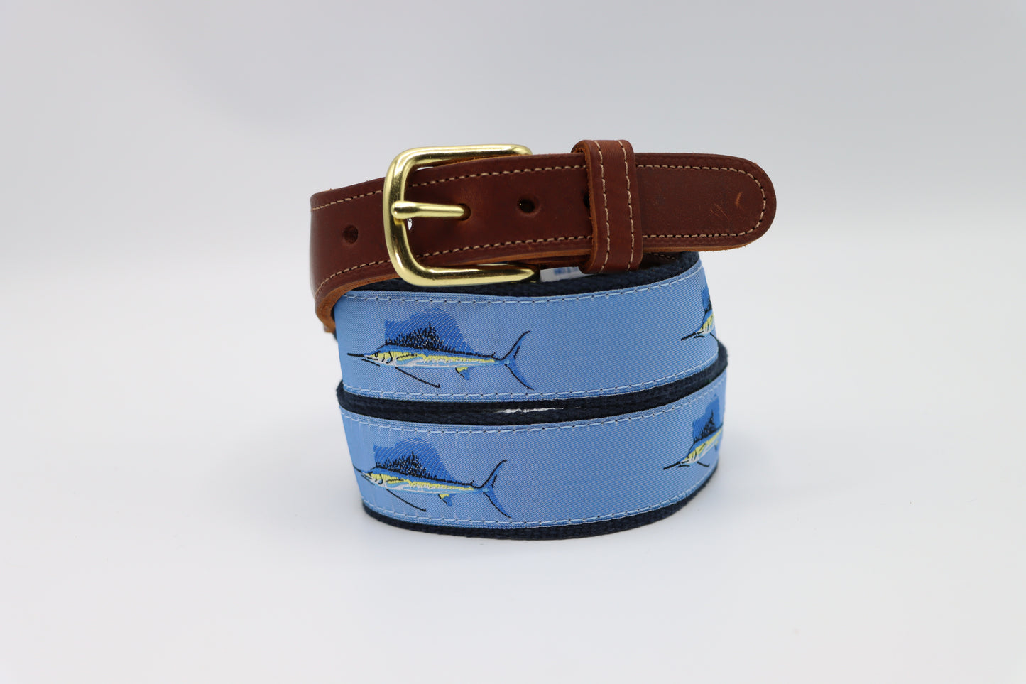 Sailfish on Blue Leather Tab Belt - Classic Children's Belt