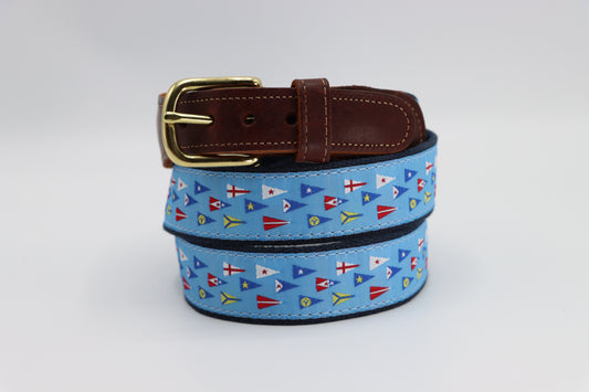 Yacht Club Burgee Leather Tab Belt - Classic Men's Belt