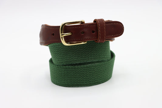 Olive Cotton Leather Tab Belt - Classic Children's Belt