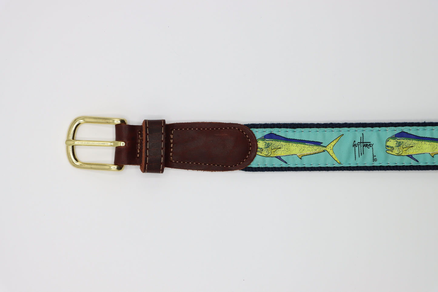 Men's Bull Dolphin Leather Tab Belt - Guy Harvey Belt