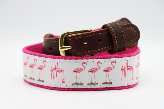 Men's Flamingo Leather Tab Belt - Guy Harvey Belt