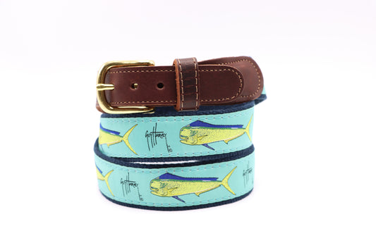 Men's Bull Dolphin Leather Tab Belt - Guy Harvey Belt