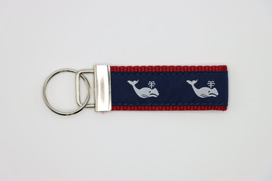 Whale White on Navy - Key Fob