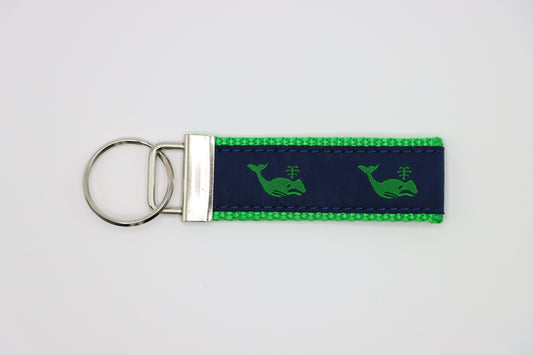 Whale Green on Navy - Key Fob