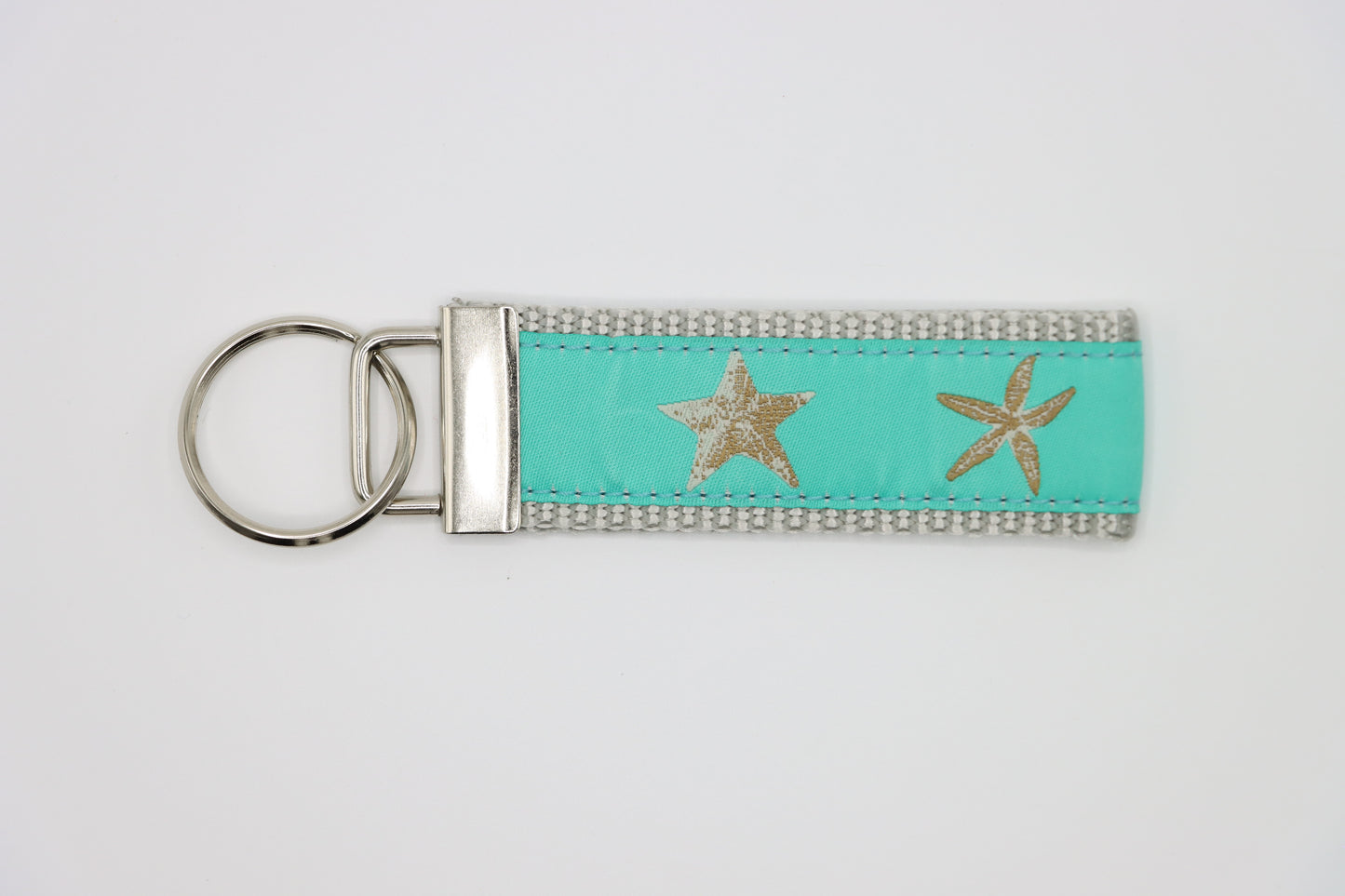 Starfish on Aqua Keychain - Key Fob