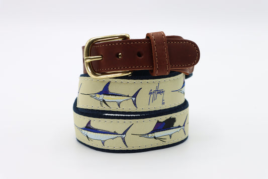 Men's Grand Slam Leather Tab Belt - Guy Harvey Belt