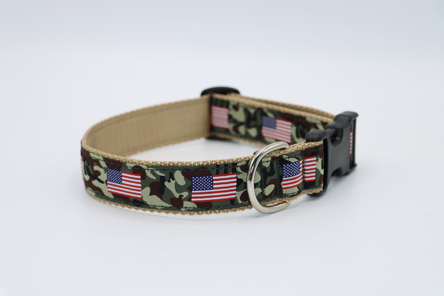 American Flag on Camo - American Flag Dog Collar