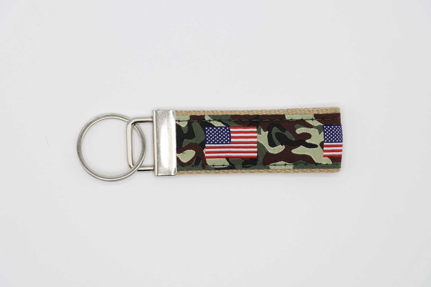 American Flag on Camo - Sports Key Fob