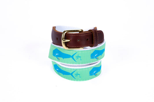 Green Dorado Leather Tab Belt - Guy Harvey Belt
