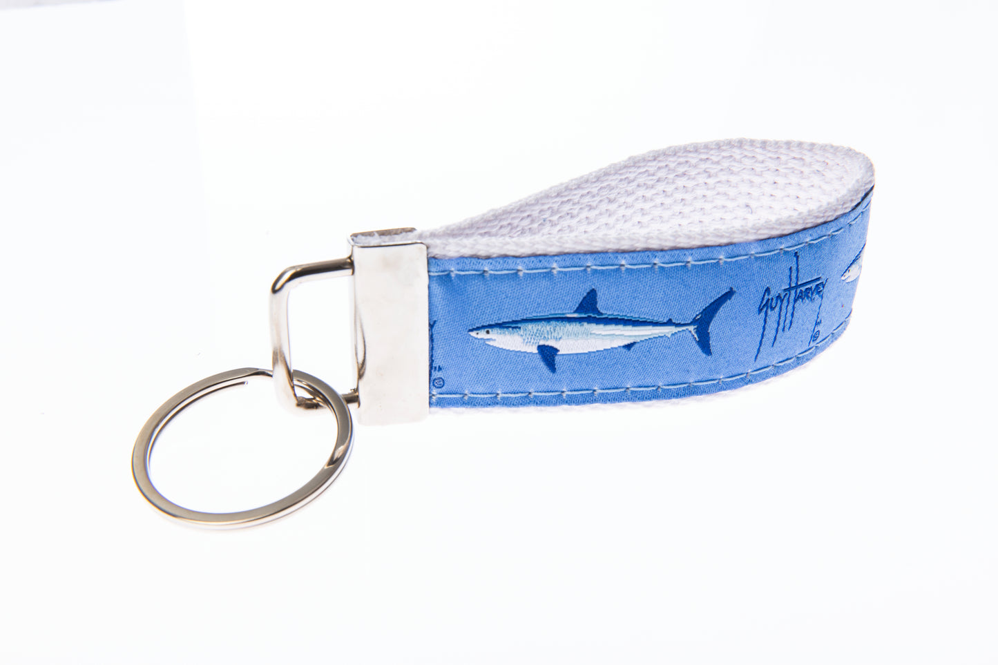 Mako on Light Blue Keychain - Guy Harvey Key Fob