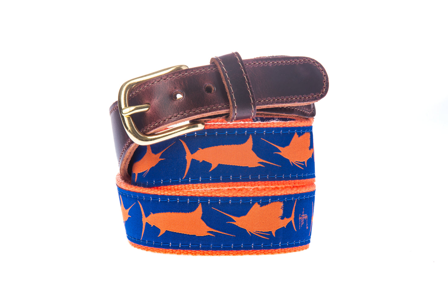 Three Billfish Leather Tab Belt - Guy Harvey Belt